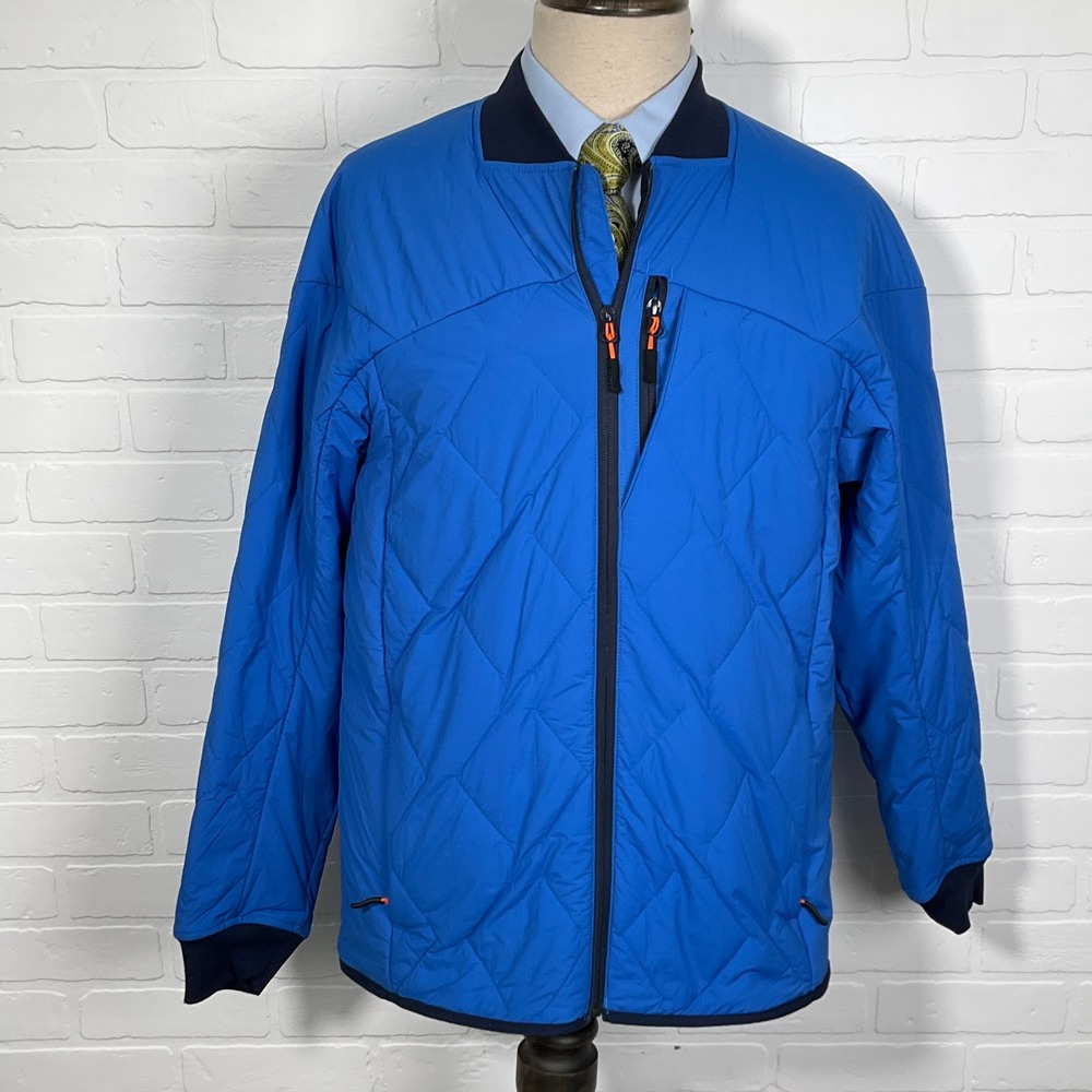 Duluth Trading Agiloft Jacket Men MR Blue Quilt Insulate Nylon Zip Classic